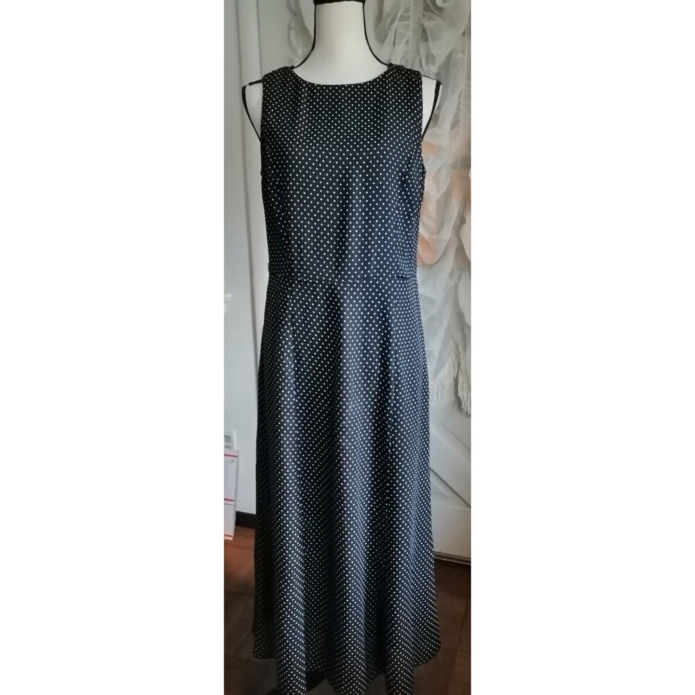 WOMEN'S Polka Dot SLEEVLESS Long DRESS Size 8 Lined
